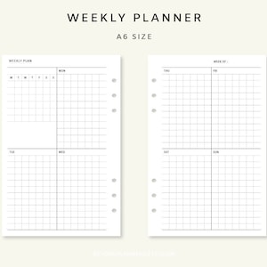 Weekly Planner Printable 2 Page - Week on Two Pages, Week at a Glance, Undated Weekly Template, Weekly Planner Inserts, Mini Calendar MO2P
