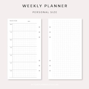 Weekly Planner Printable - Undated Weekly Planner PDF | Weekly Printable Inserts | Minimalist Weekly Page Grid | Vertical Weekly Template
