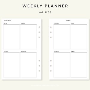 Weekly Planner Printable 2 Page - Week on two pages | Weekly Planner Template | Undated Weekly Planner Insert | Weekly Printable Vertical