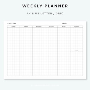 Weekly Planner Printable Horizontal - Weekly Page | Vertical Weekly Planner Insert | Minimalist | A4, US Letter Planner | Weekly Schedule