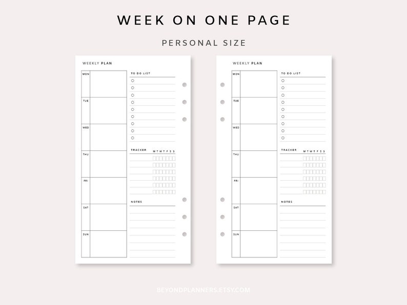 Weekly Planner Printable Personal Week on One Page Weekly Agenda Weekly ...