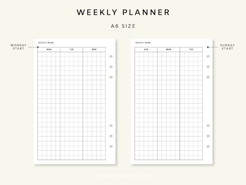 Weekly Planner Printable Pdf - Week on Two Pages | Vertical Weekly ...