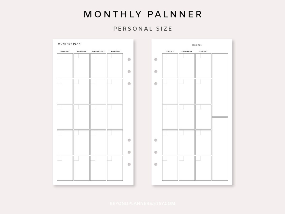 Monthly Planner Printable Personal - Undated Monthly Planner Inserts ...