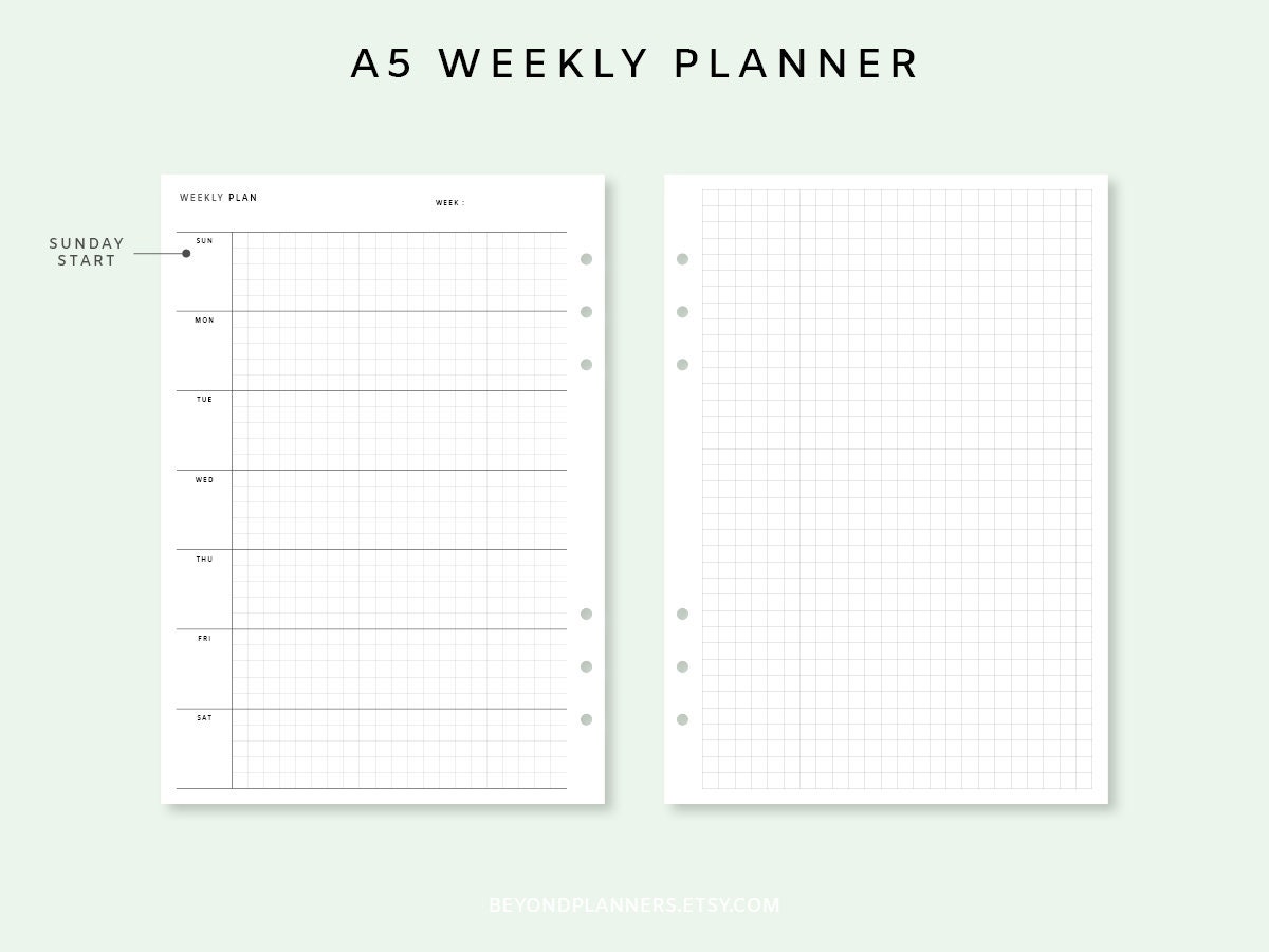 Week on Two Pages Printable - Undated Weekly Planner PDF | Weekly ...