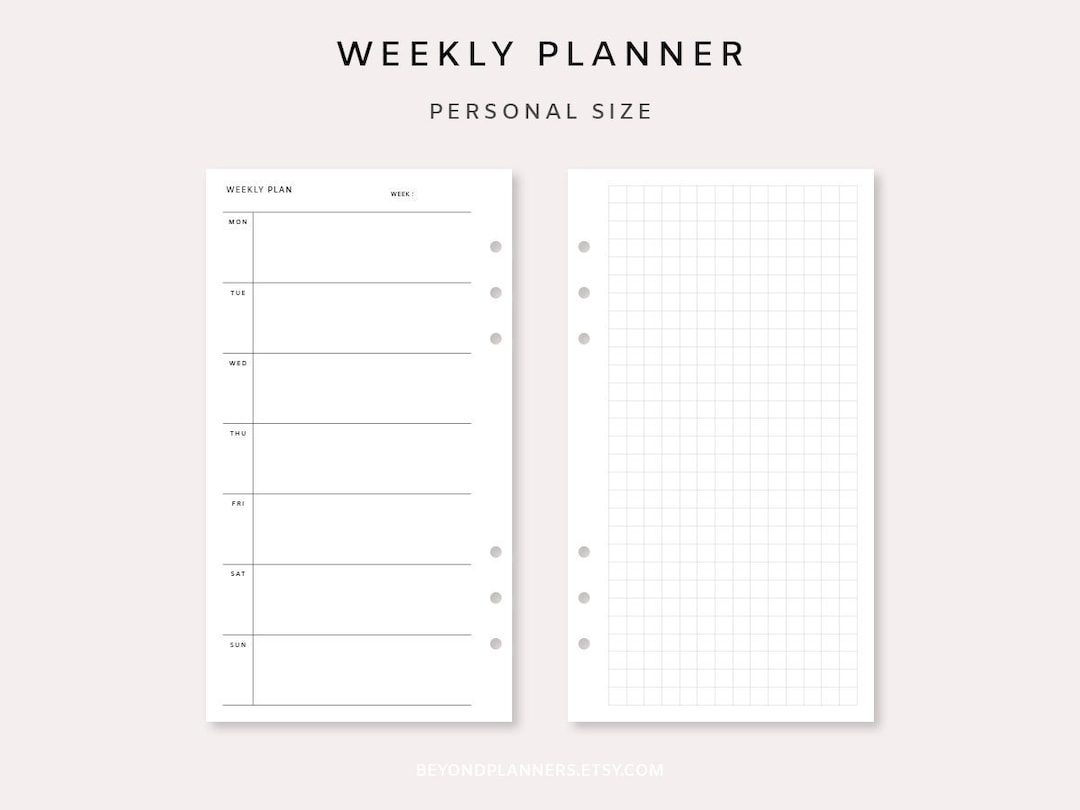 Weekly Planner Printable - Week on Two Pages | Weekly Planner Insert ...