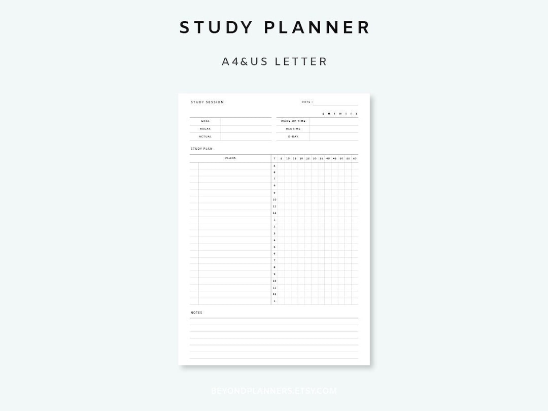 Study Planner Printable Insert - Student Planner | Study Planner ...