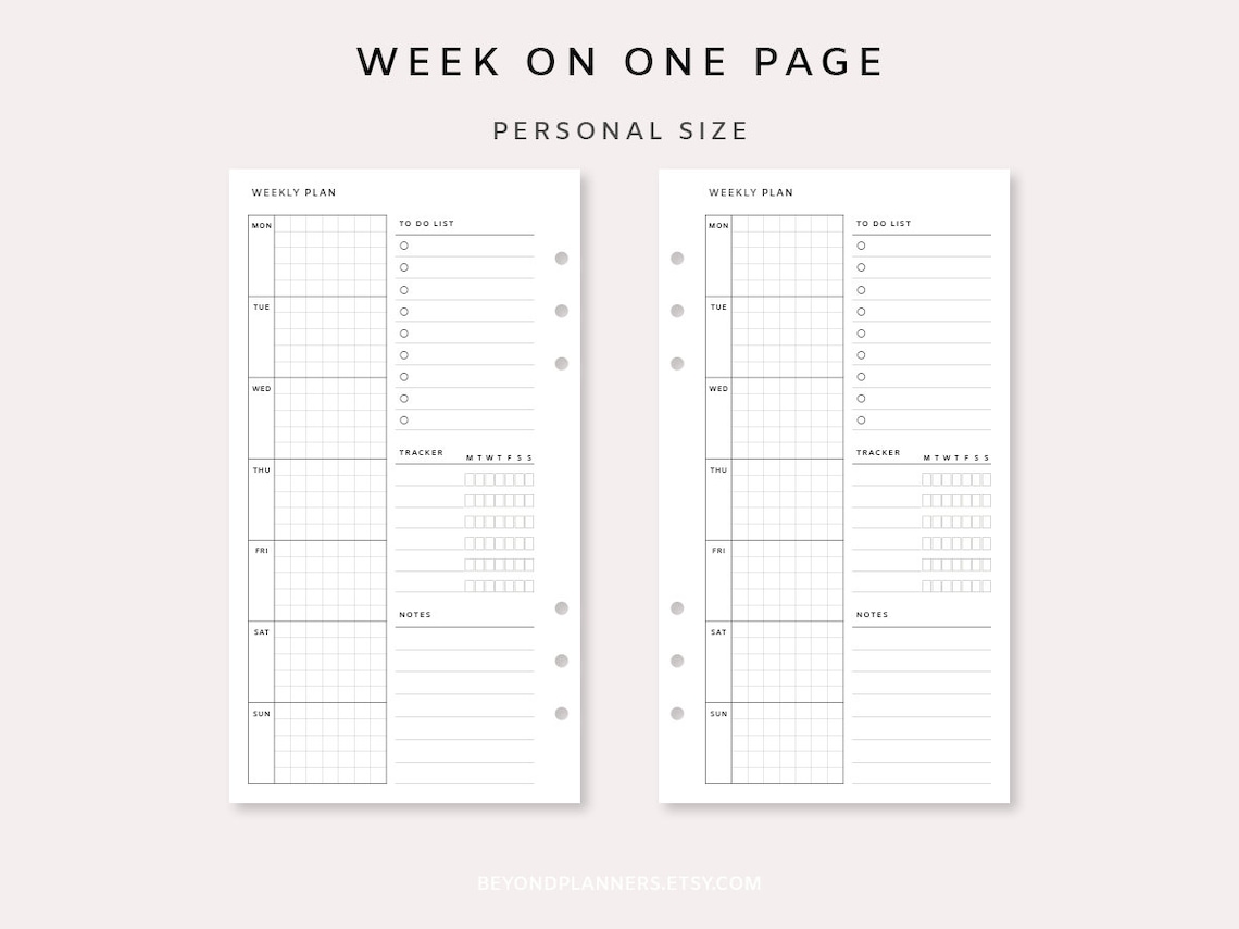 Weekly Planner Printable Personal Week on One Page PDF - Etsy
