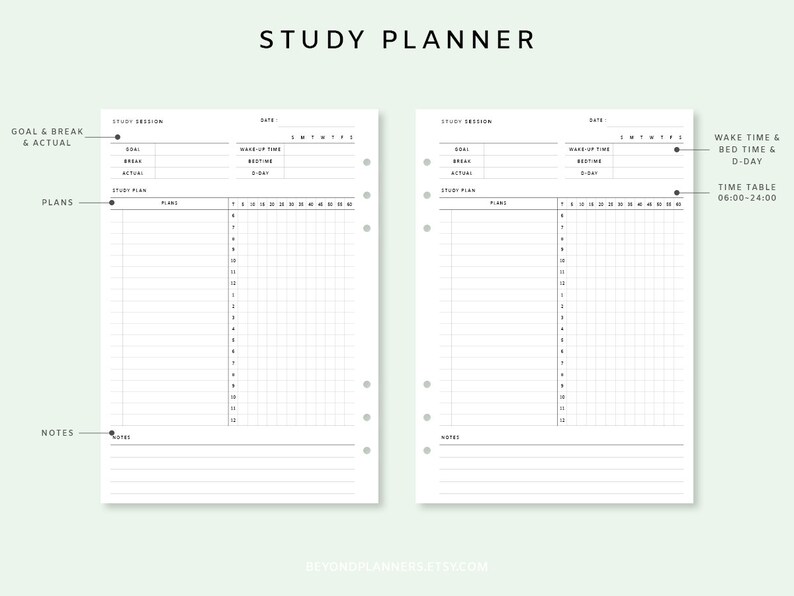Study Planner Printable Student Planner Inserts Study Etsy Canada