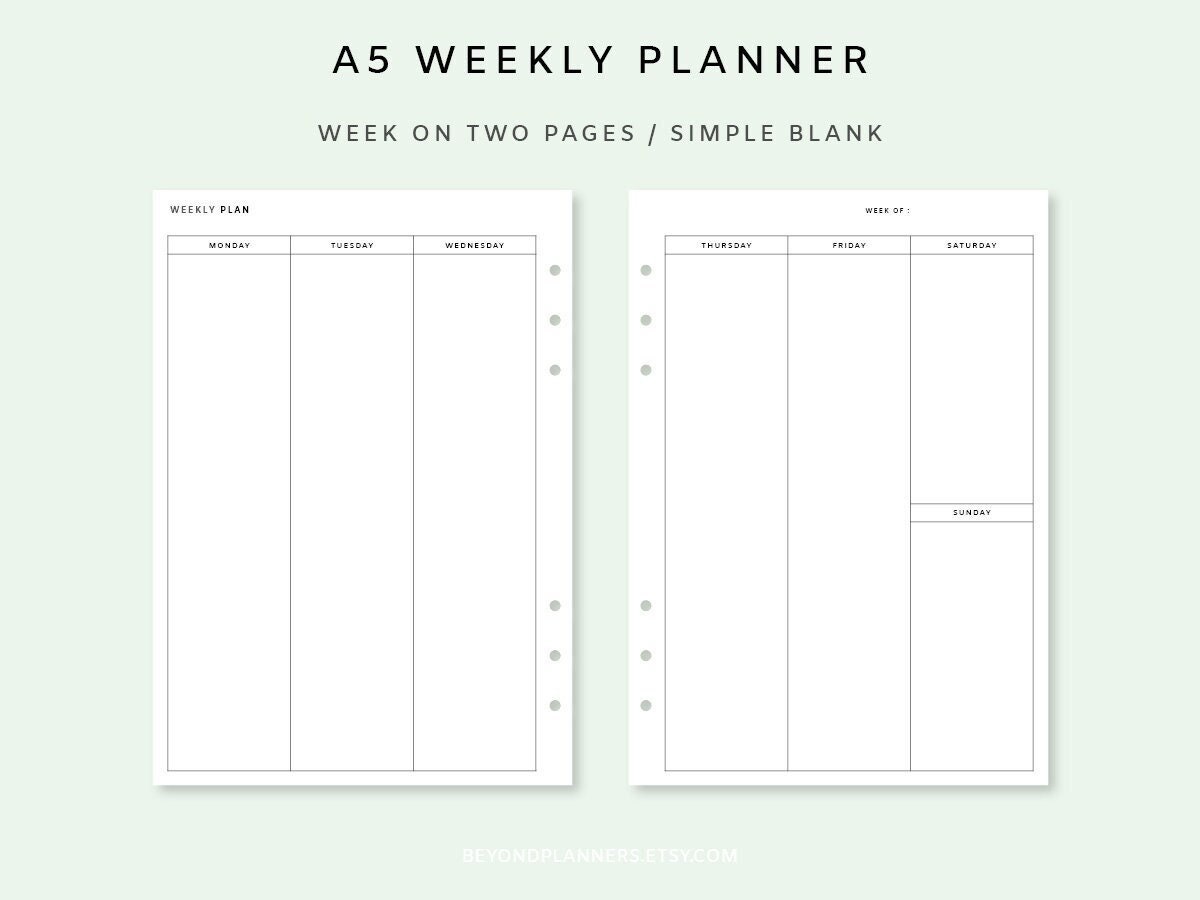 weekly-planner-printable-vertical-week-on-two-pages-vertical-weekly-planner-inserts-minimalist-weekly-template-a5-weekly-schedule-etsy