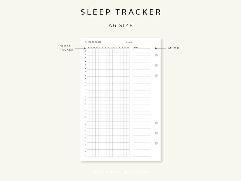 Sleep Tracker Printable A6 Monthly Sleep Log Sleep Cycle - Etsy