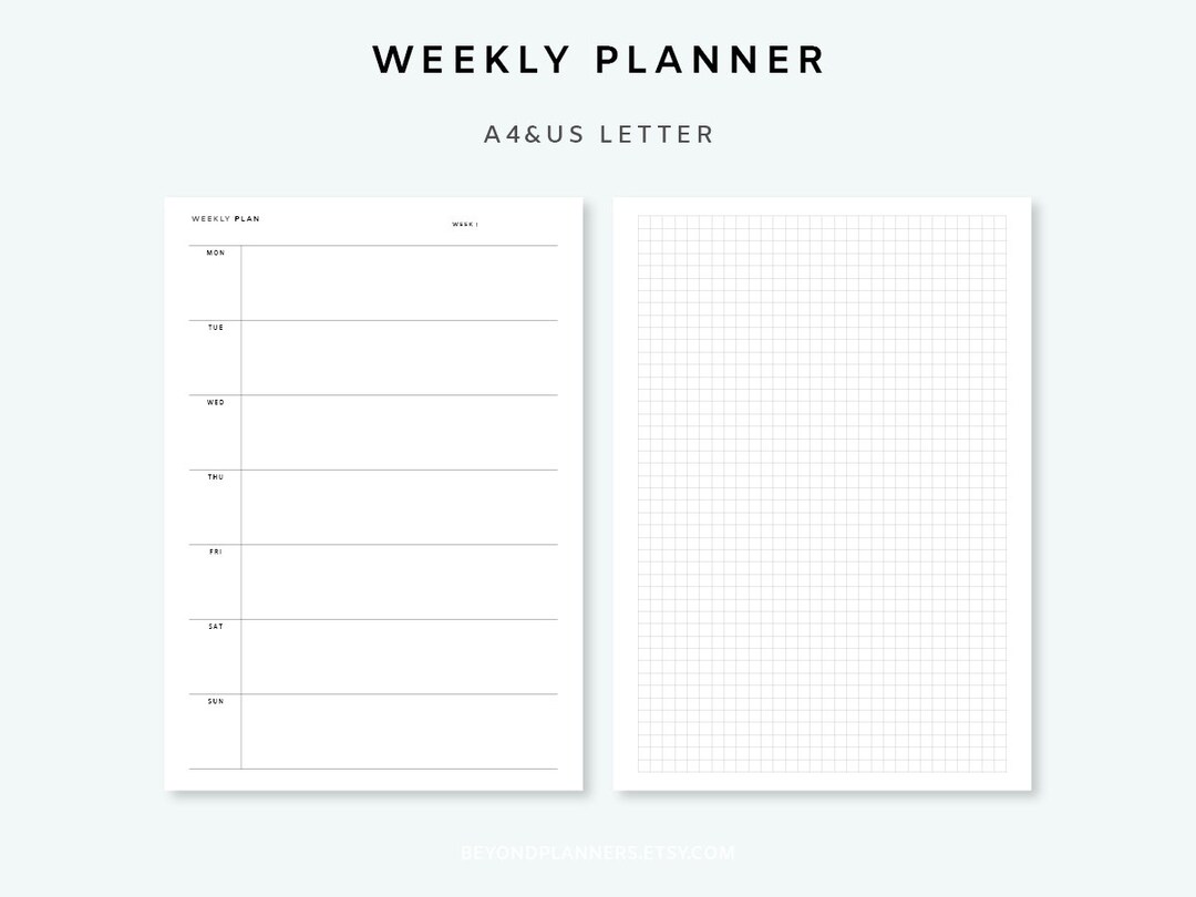 Weekly Planner Printable Vertical - Planner Insert | Simple Weekly Plan ...