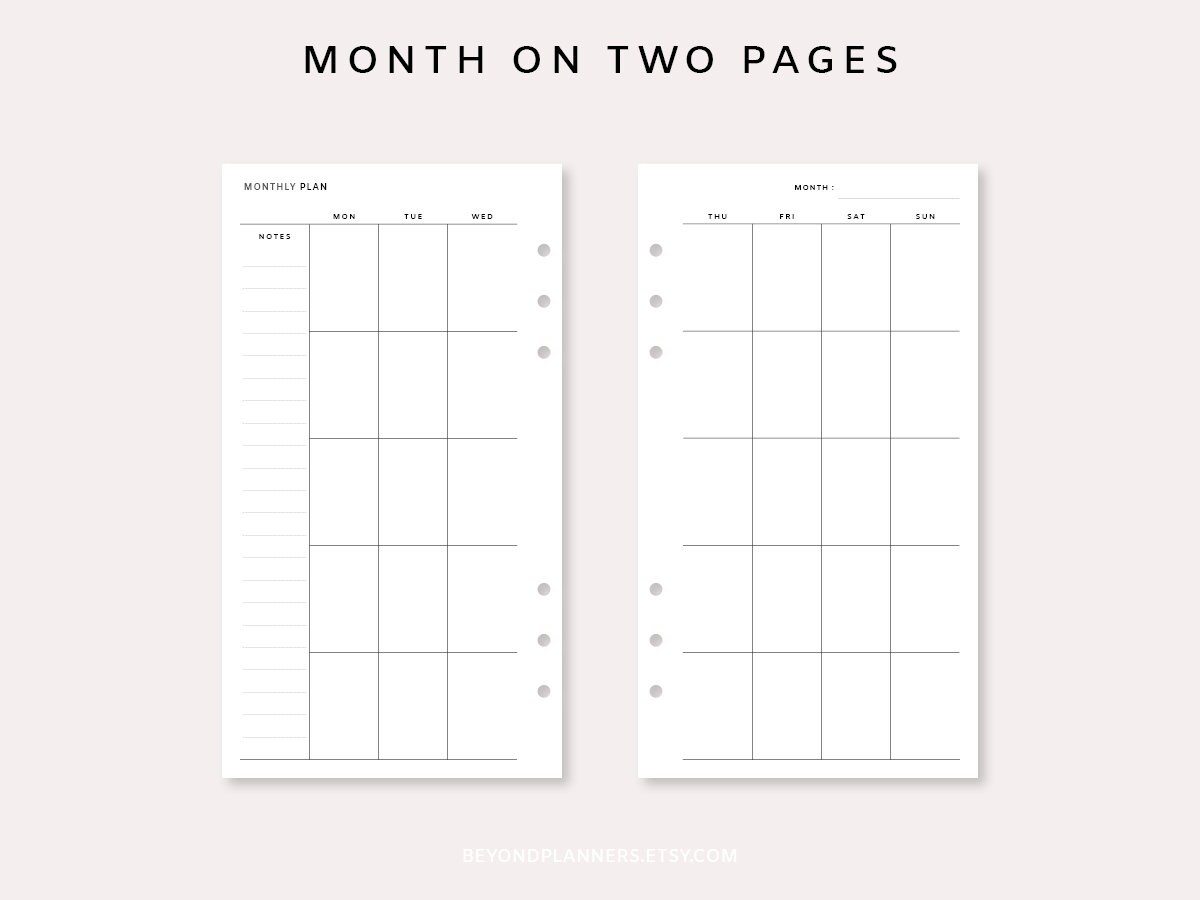 Monthly Planner Printable Personal - Undated Monthly Planner Inserts ...
