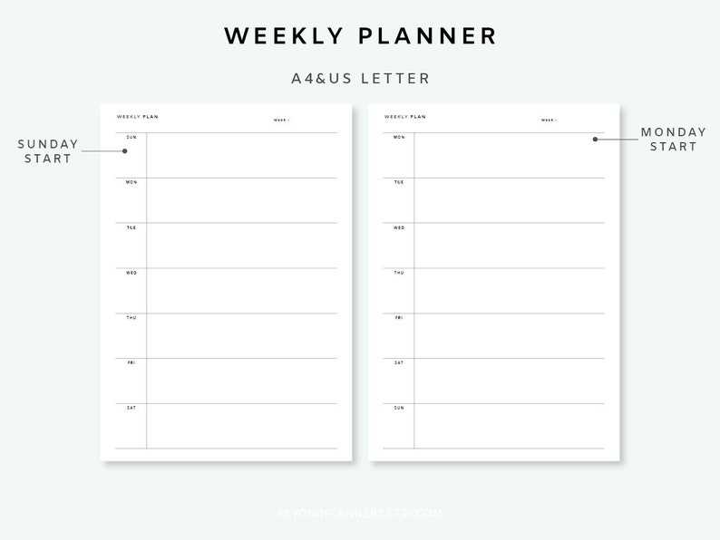 Weekly Planner Printable Vertical - Planner Insert | Simple Weekly Plan ...