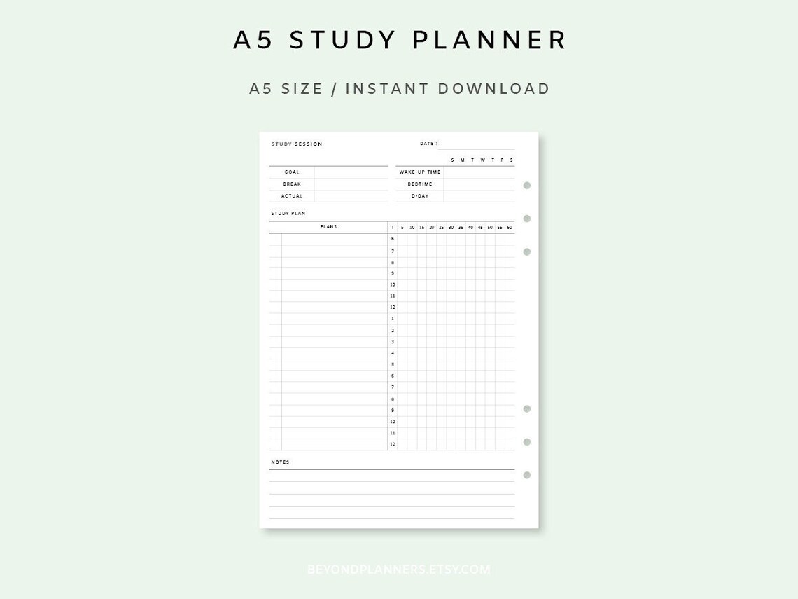 Study Planner Printable Student Planner Inserts Study Etsy Canada