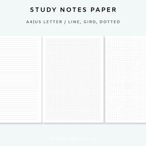 Study Notes Template - Notes Printable Paper | Printable Notes Page | A4, Letter Notes Inserts | Printable Writing Paper | Study Notes Pages