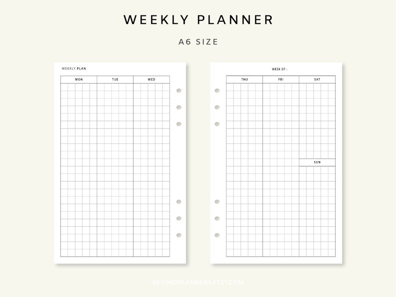 Weekly Planner Printable Pdf - Week on Two Pages | Vertical Weekly ...