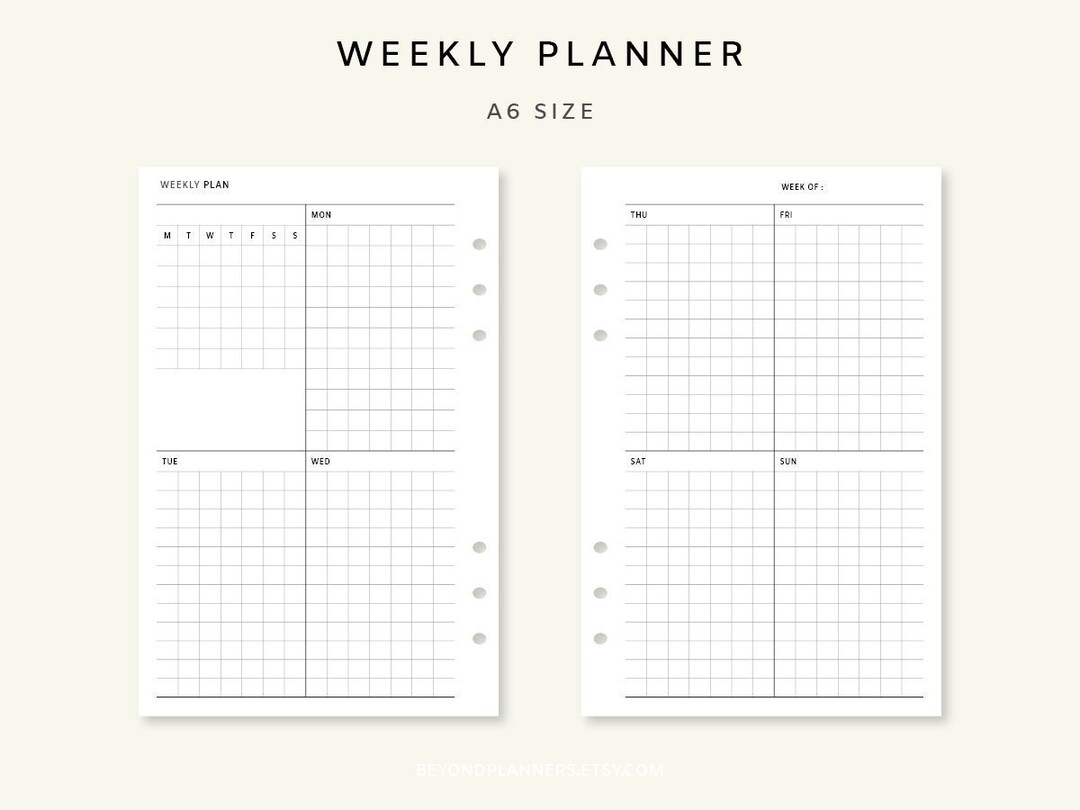 Weekly Planner Printable 2 Page - Week on Two Pages, Week at a Glance ...