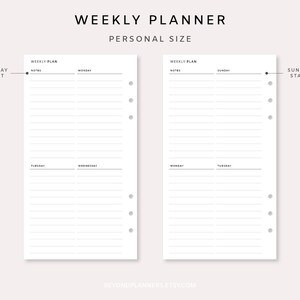 Weekly Planner Printable Vertical - Week on Two Pages | Weekly Planner ...