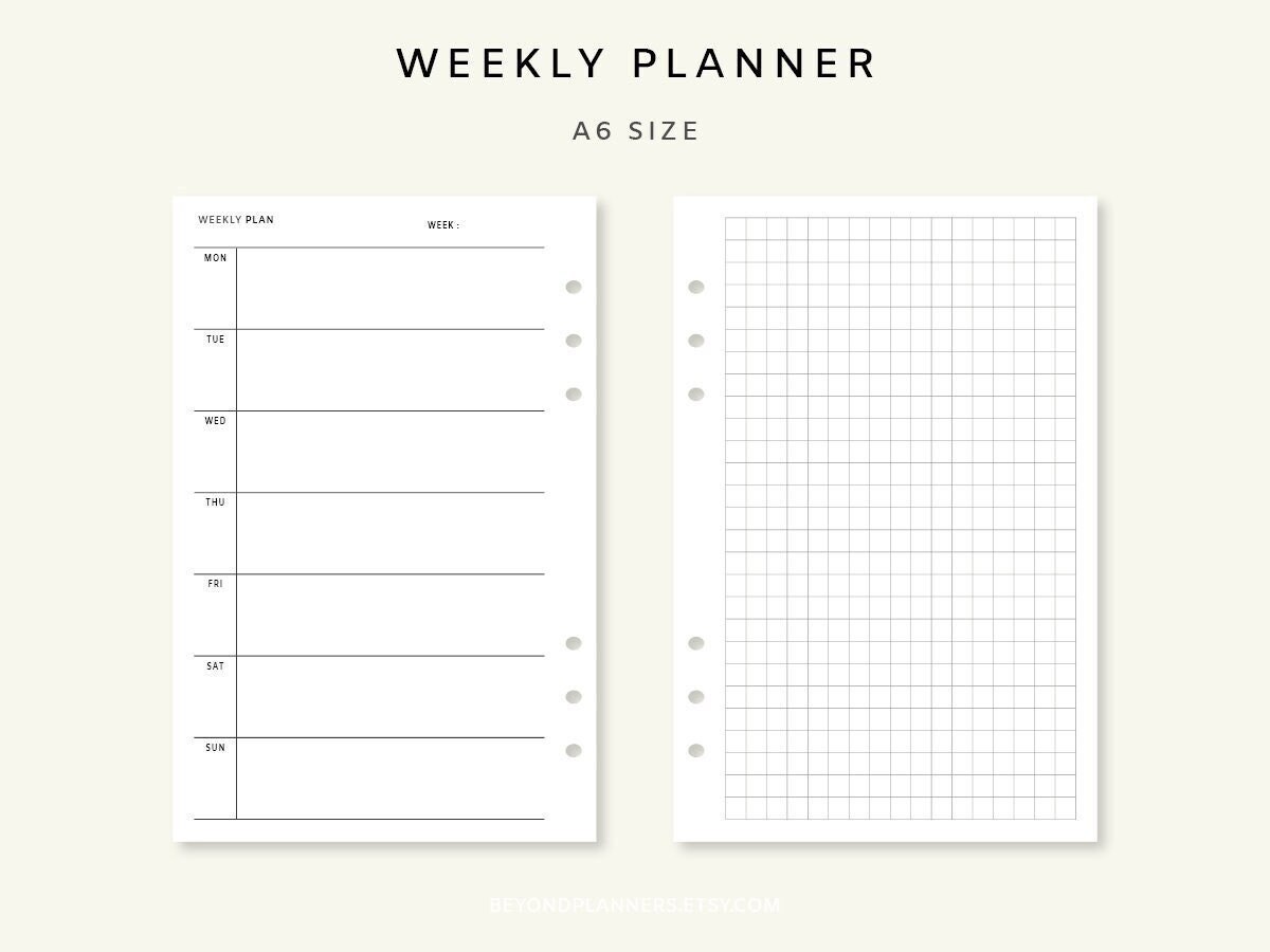 Weekly Planner Printable Week on Two Pages Weekly Planner Etsy Canada