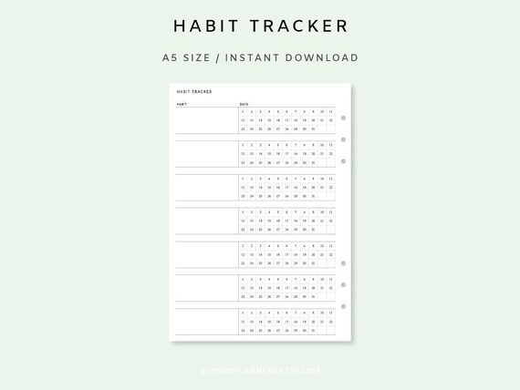 Monthly Habit Tracker Printable Habit Tracker Template | Etsy