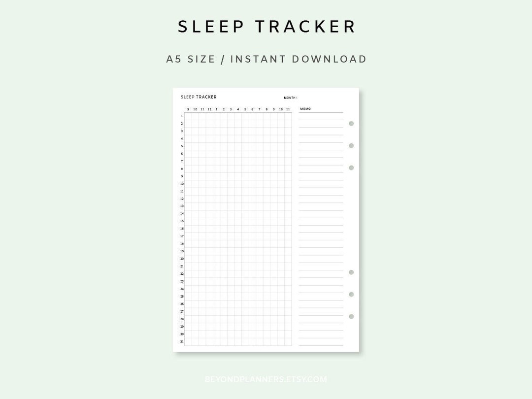 Sleep Tracker Printable Monthly Sleep Log Sleep Cycle Etsy