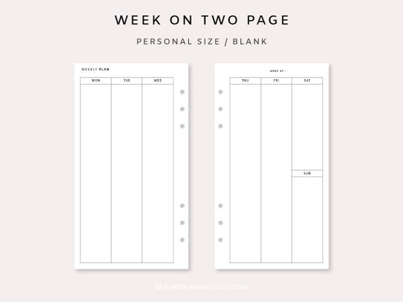 Weekly Planner Printable Personal Week on Two Pages - Etsy
