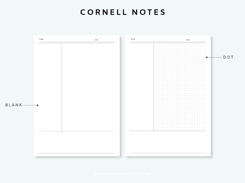 Cornell Notes Template Printable - A4,Letter Size | Cornell Notes Taking | Productivity Study Note | Study Journal | Notebook Paper Refill image 3
