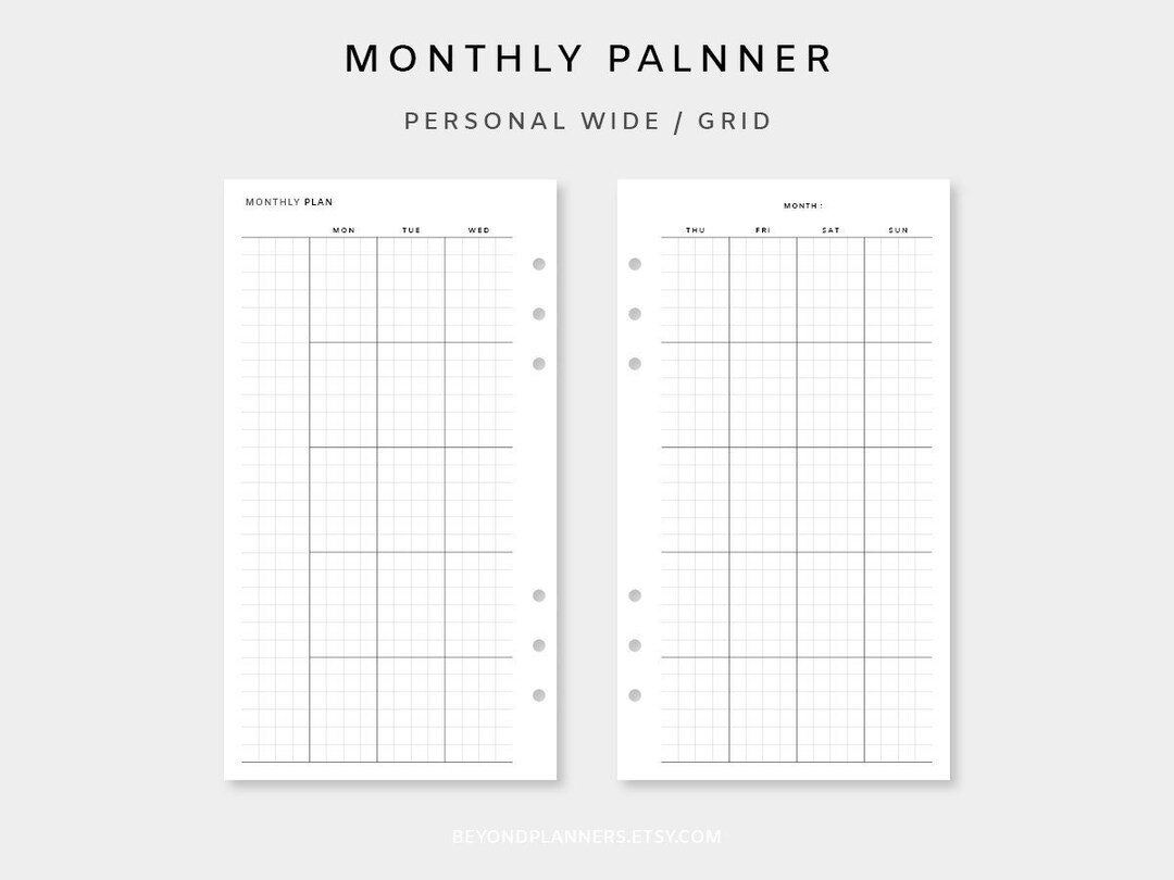 Monthly Planner Printable - Month on Two Pages | Undated Monthly ...
