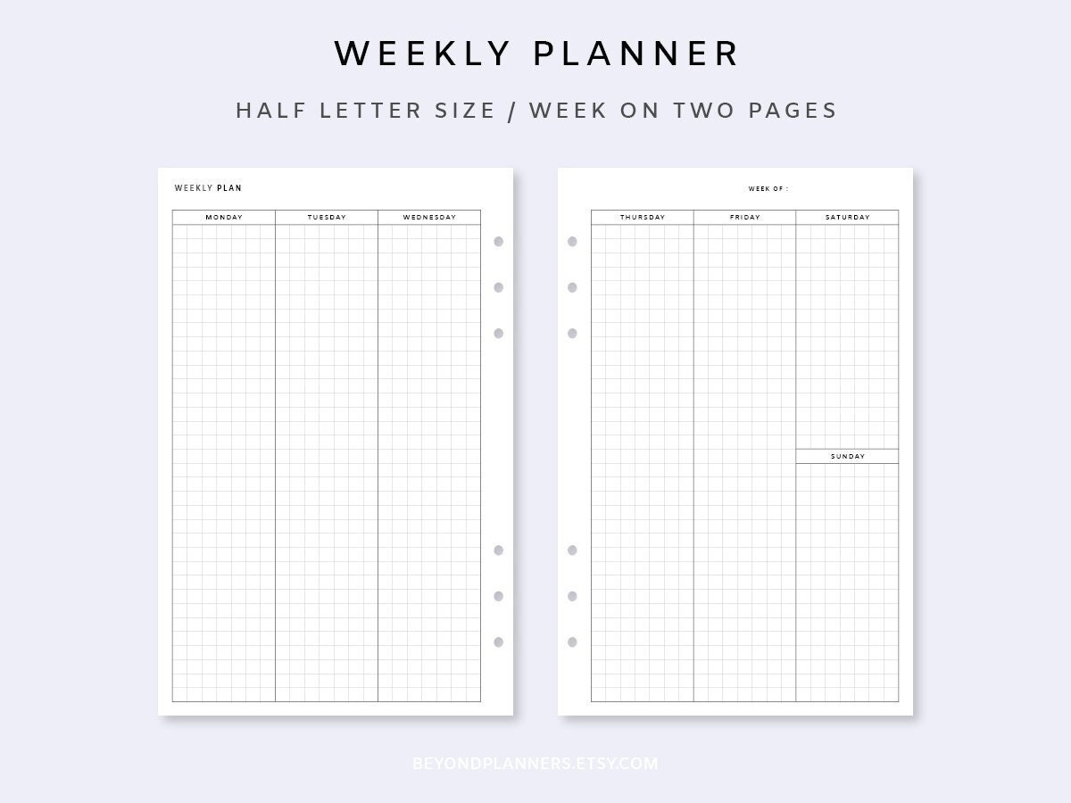 Weekly Planner Printable 2 Page - Week on Two Pages | Weekly Planner Template | Weekly Planner Vertical Insert | Undated Weekly Planner Page - Etsy weekly-planner-printable-2-page-week-on-two-pages-weekly-planner-template-weekly-planner-vertical-insert-undated-weekly-planner-page-etsy