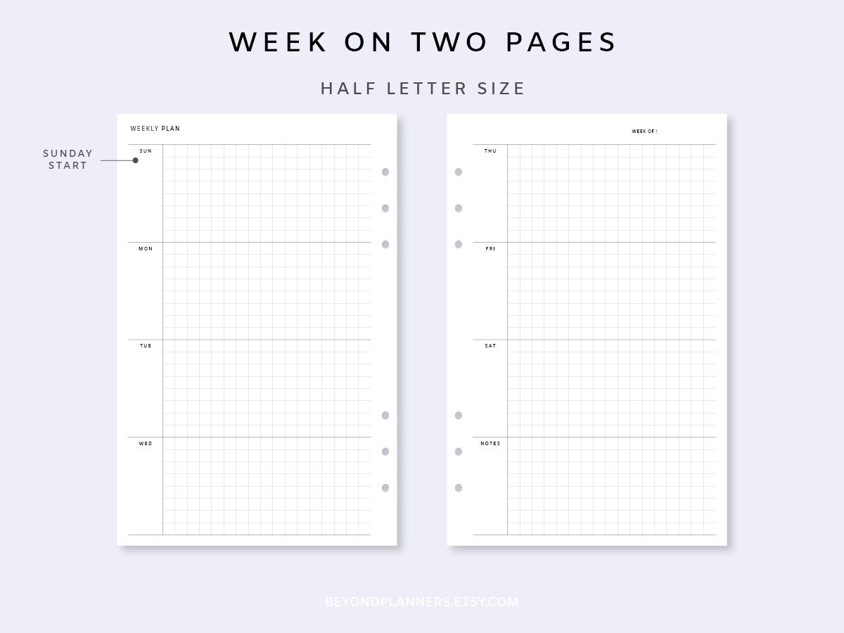 Weekly Planner Printable Landscape - Undated Weekly Planner PDF, Week ...