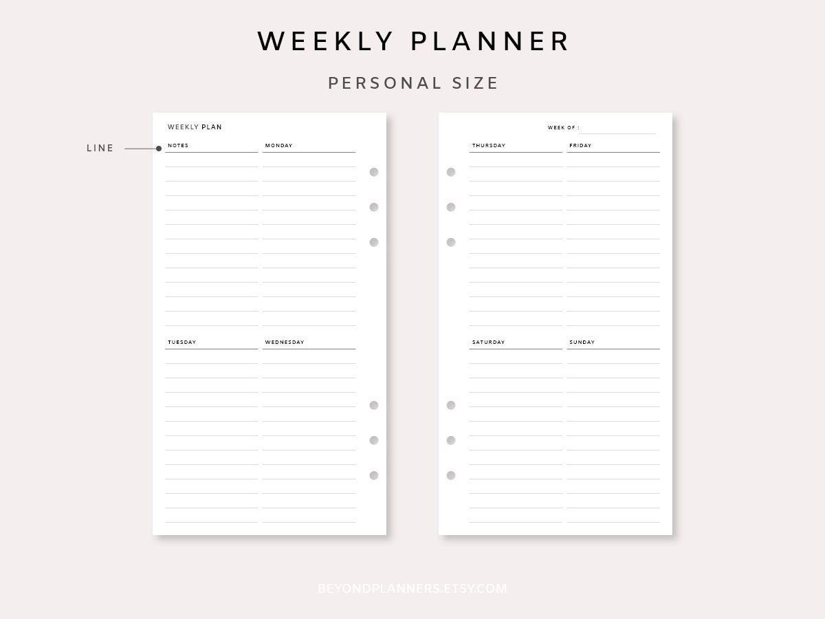 Weekly Planner Printable Vertical Week on Two Pages Weekly Planner ...