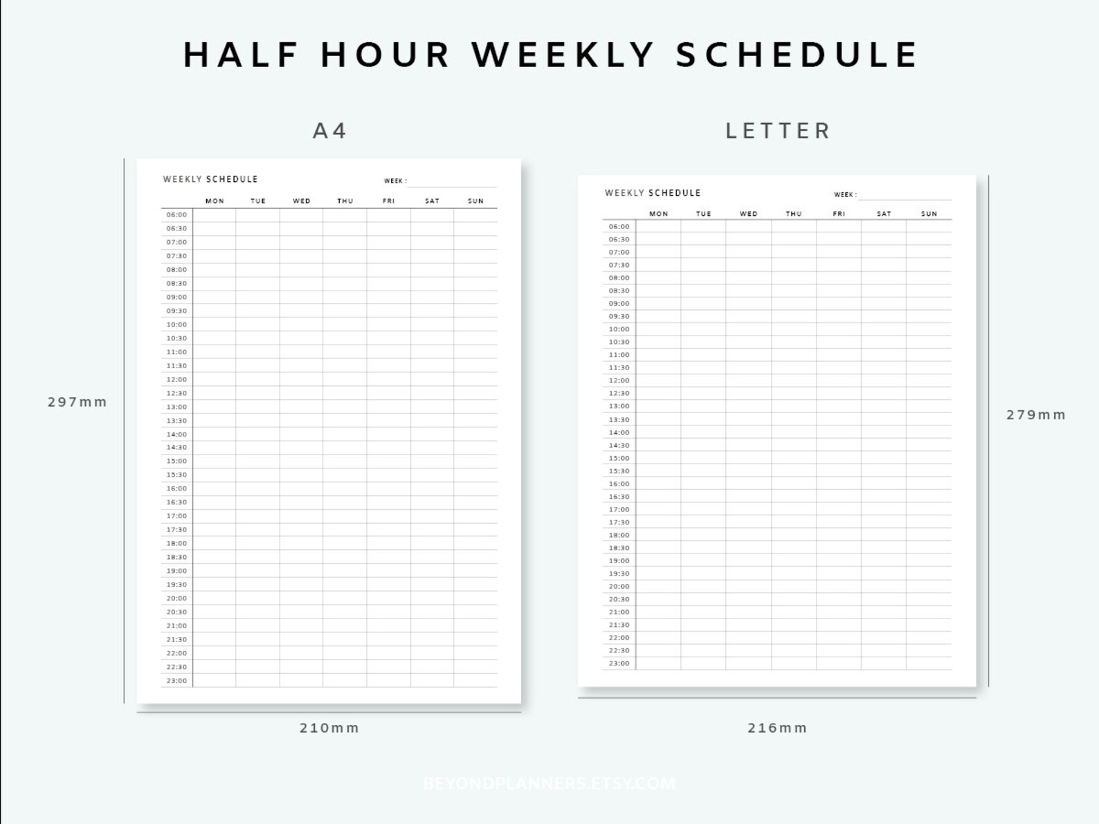Half Hour Weekly Schedule Printable Half Hour Daily Schedule Template
