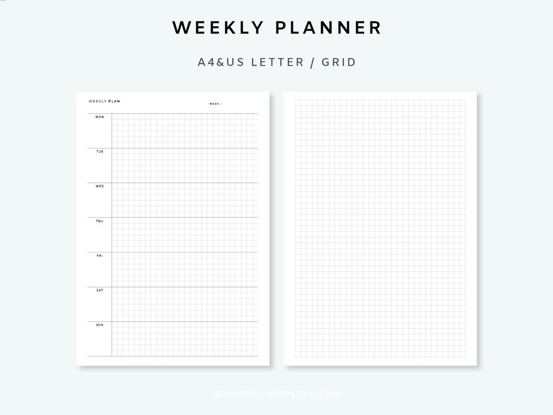 Weekly Planner Printable Page - Week on One Page Inserts | Undated ...