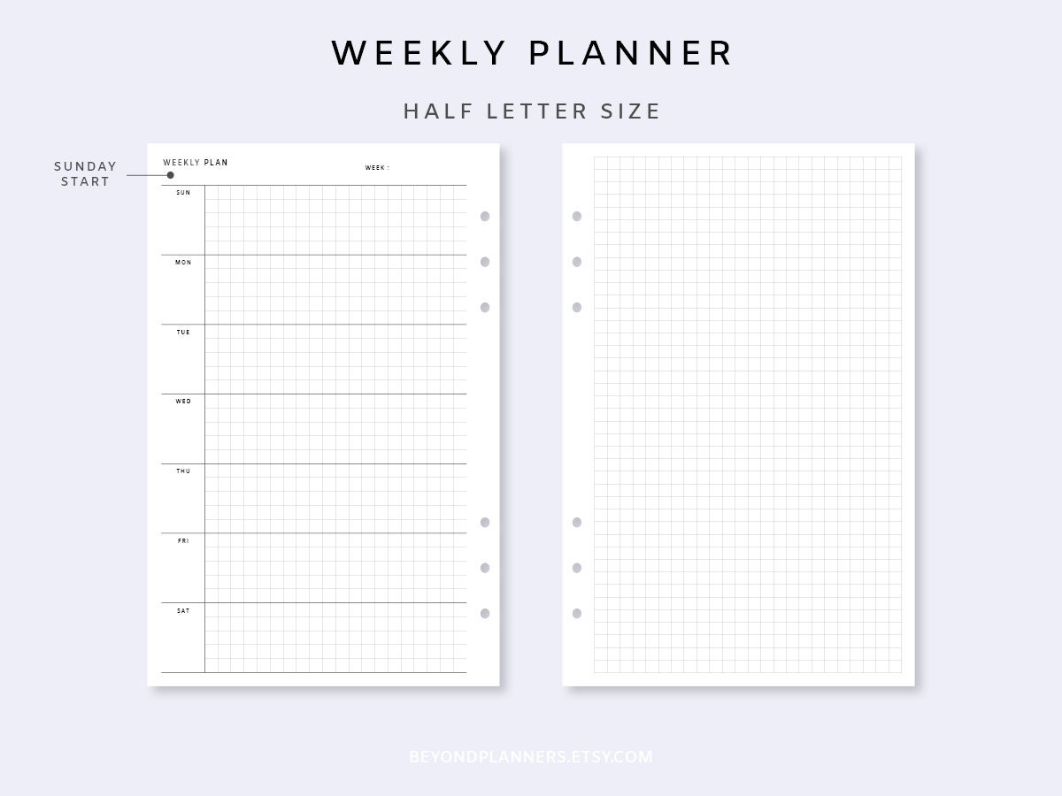 Weekly Planner Printable Vertical Undated Weekly Planner PDF Week at a ...