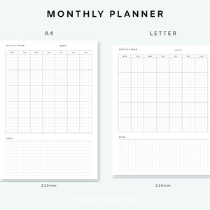 Month on One Page Insert - Undated Monthly Planner | Printable Monthly ...