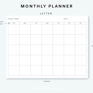 Month on One Page Undated - Monthly Planner Insert | Month on 1 Page ...