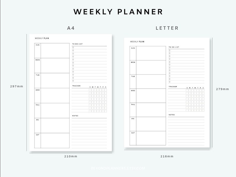 Weekly Planner Printable Week on One Page Weekly Agenda Weekly Tracker ...