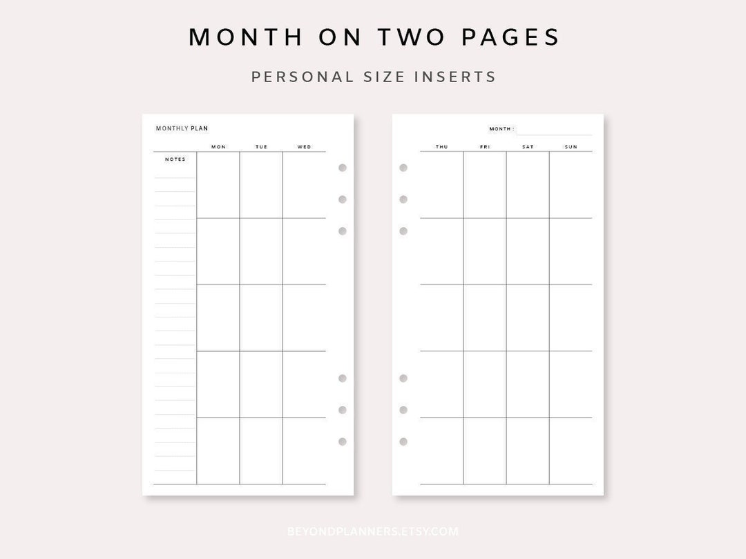 Monthly Planner Printable Personal - Undated Monthly Planner Inserts ...