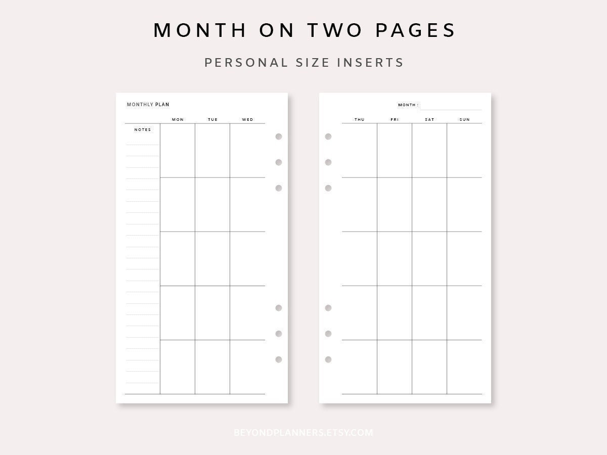 Monthly Planner Printable Personal - Undated Monthly Planner Inserts ...