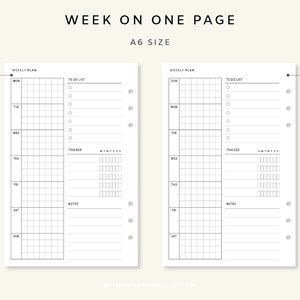 Weekly Planner Printable - Week on One Page PDF | Weekly Agenda ...