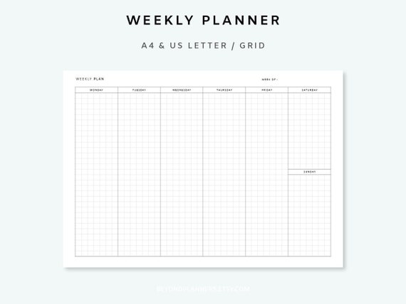Weekly Planner Printable Horizontal Weekly Page Vertical | Etsy