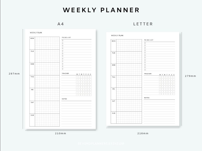 Weekly Planner Printable - Week on One Page | Weekly Agenda | Weekly ...