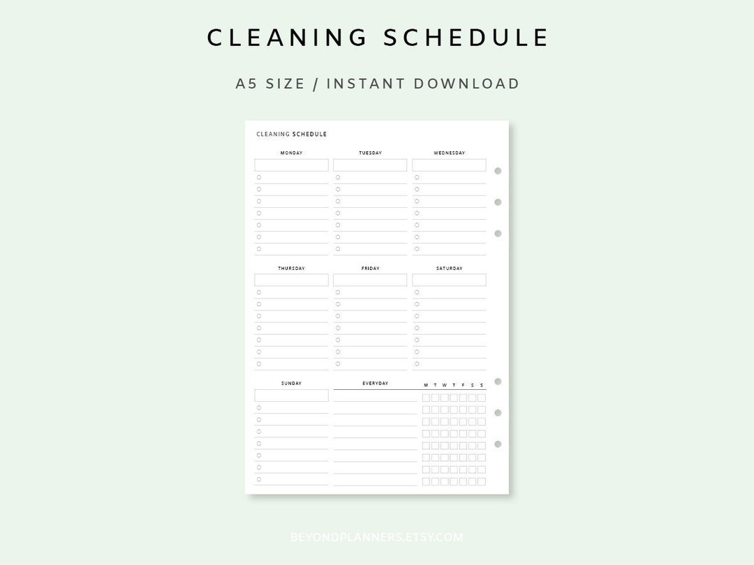 cleaning-schedule-a5-planner-inserts-cleaning-checklist-housekeeping-routine-template-house-chore-list-weekly-cleaning-daily-home-clean-etsy