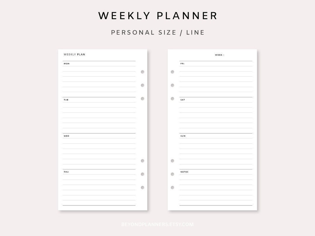 Weekly Planner Printable - Week on Two Pages | Weekly Planner Insert ...