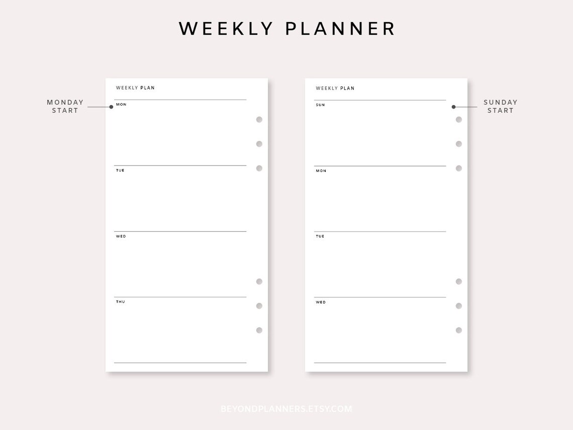 Weekly Planner Printable - Undated Weekly Planner | Week on Two Pages ...