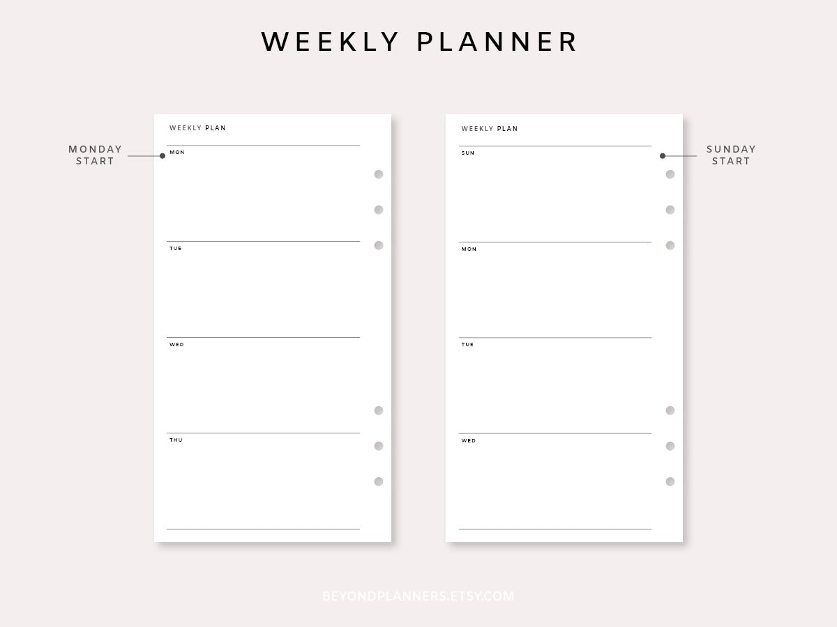 Weekly Planner Printable - Undated Weekly Planner | Week on Two Pages ...