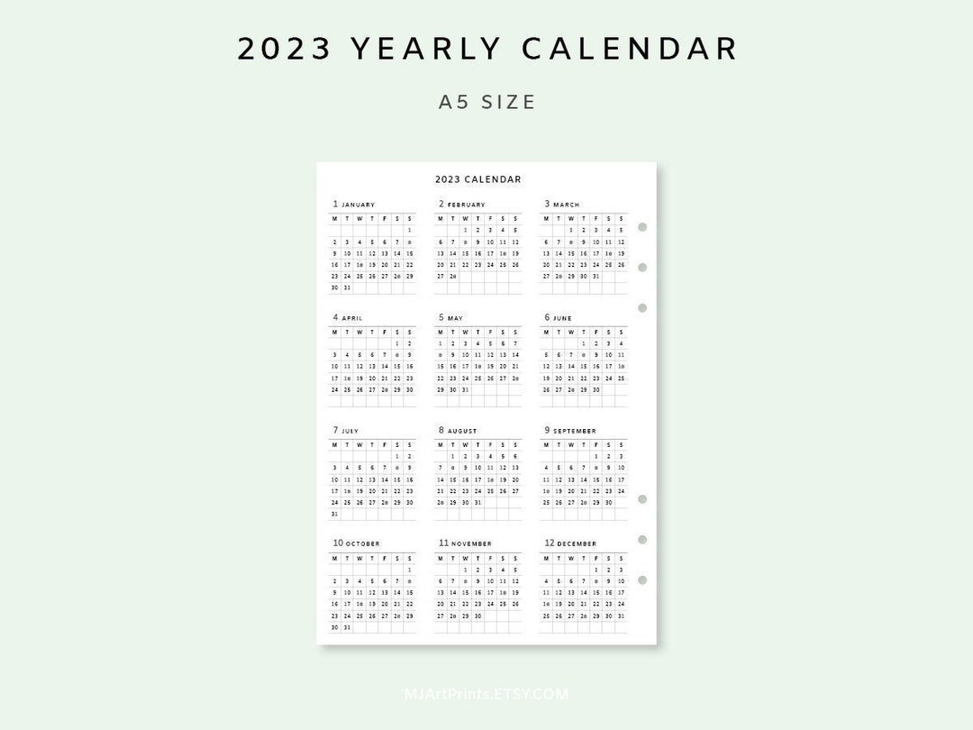 yearly-calendar-2023-planner-calendar-printable-inserts-etsy-uk