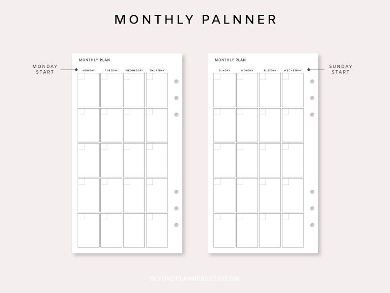 Monthly Planner Printable Personal - Undated Monthly Planner Inserts ...