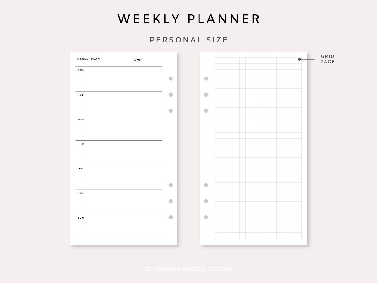 Weekly Planner Printable - Week on Two Pages | Weekly Planner Insert ...