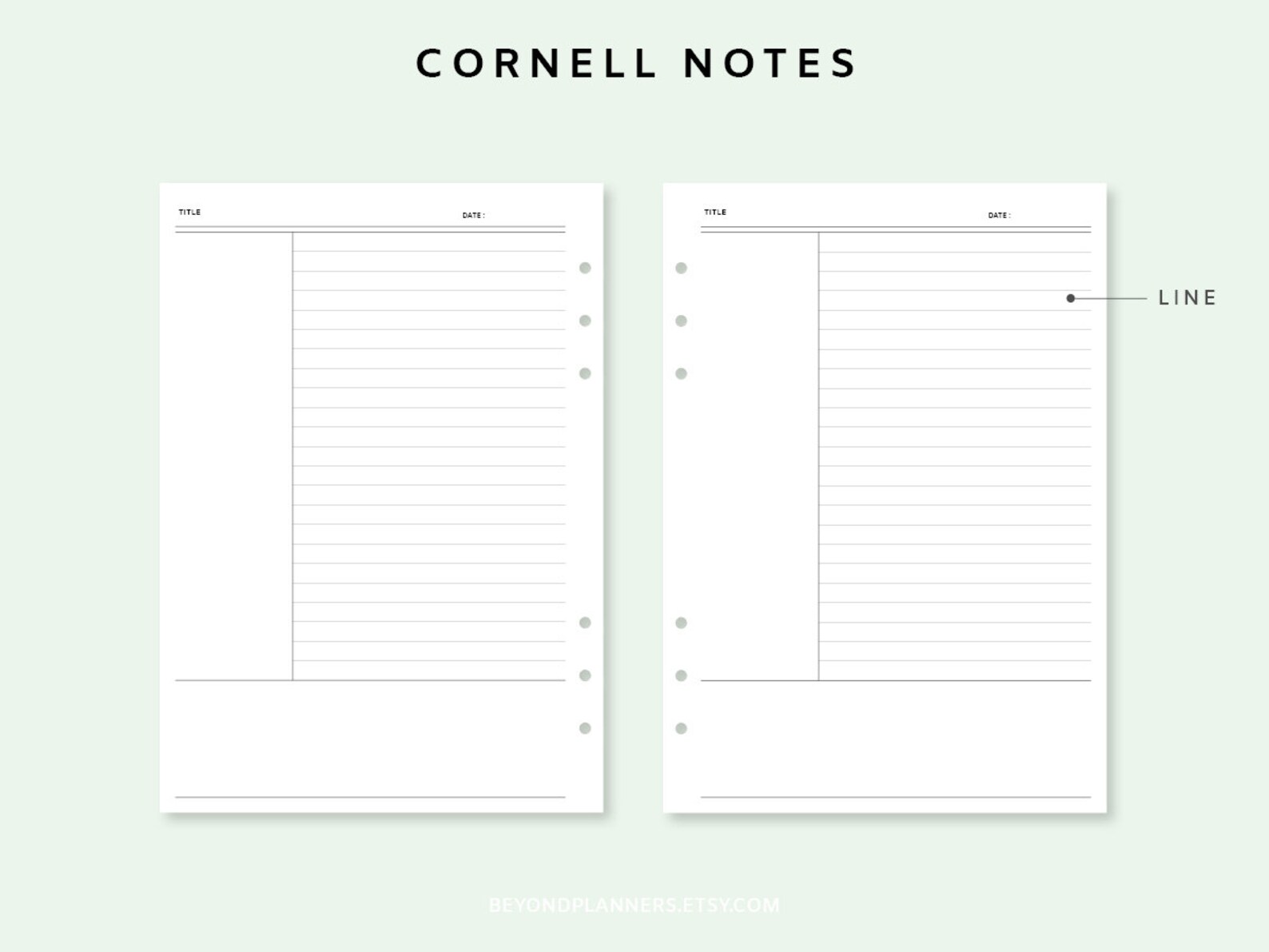 A5 Cornell Notes, Cornell Notes Printable, Note Template, Student Note ...